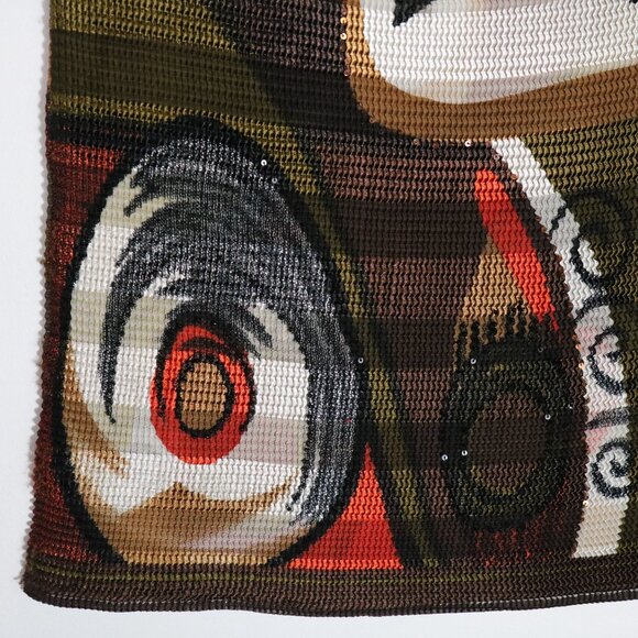 Alberto Makali Y2K Abstract Artsy Top Womens Medium Crinkle Knit Stretch Quirky - Picture 4 of 6